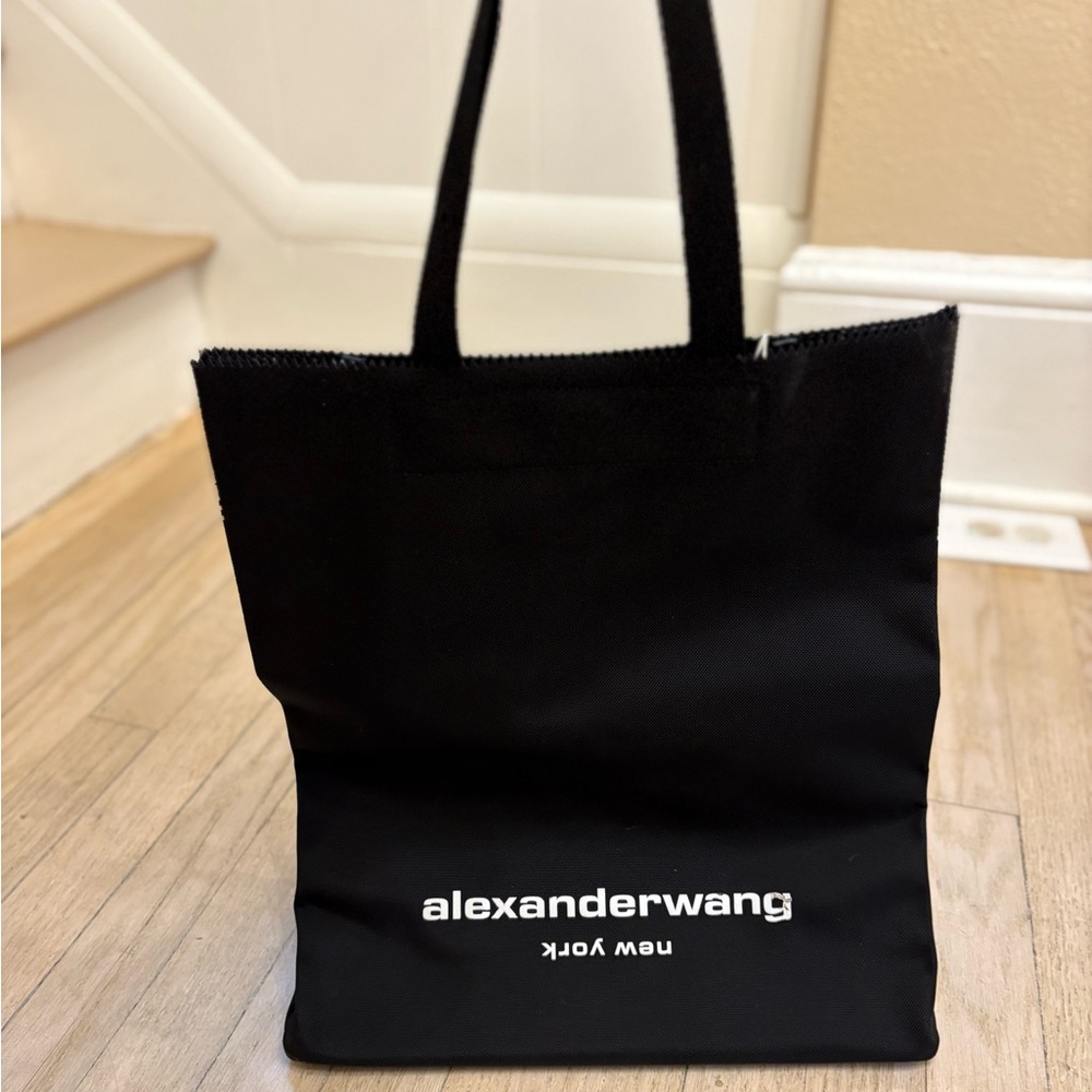 Alexander Wang Oversized Black Shopper Tote with White Logo
